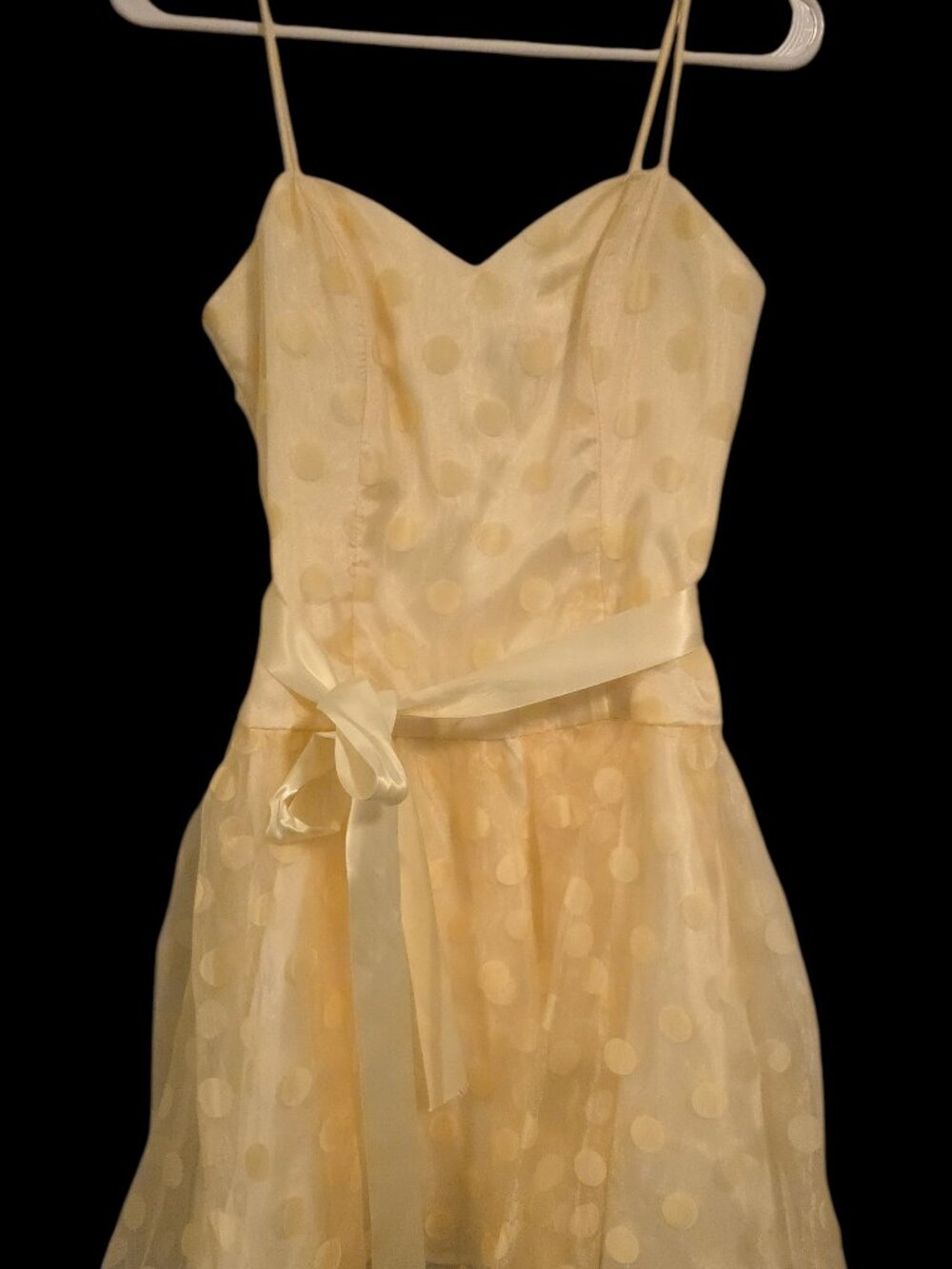 Vintage Roberta Yellow Polka Dot A-Line Mini Dress, Small 5/6